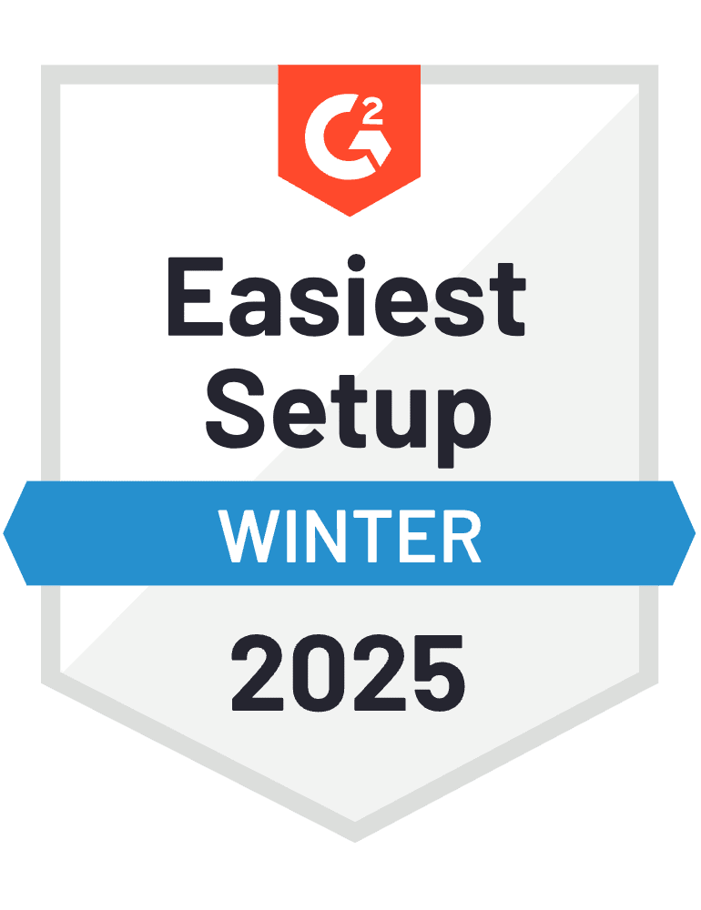 G2 badge for easiest setup of 2024