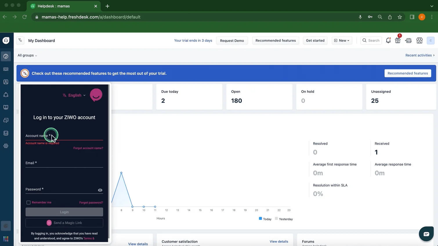 Freshdesk dashboard