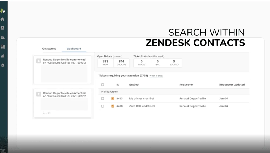 Rechercher dans le contact Zendesk