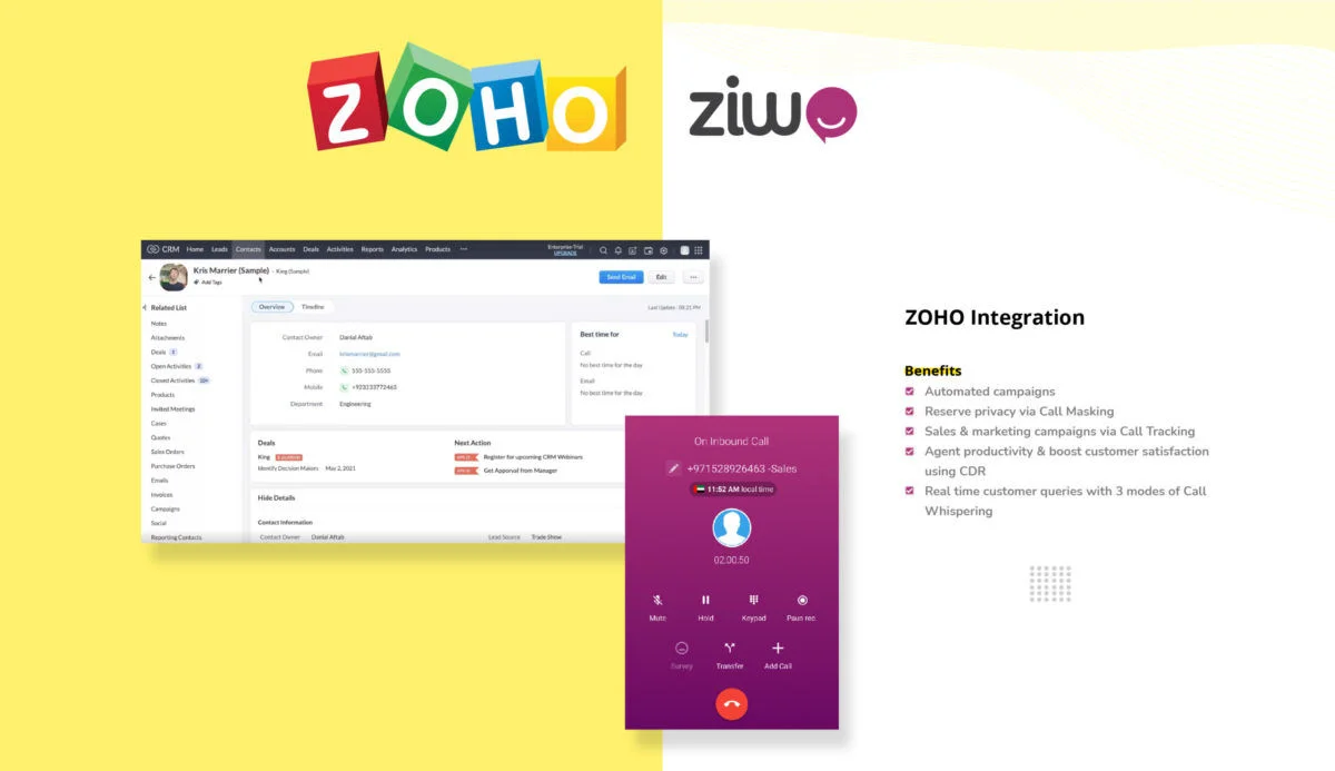 Intégration de Zoho avec Ziwo